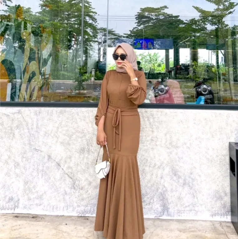 Luna Dress ootd kondangan lebaran wanita elegant Polos  Muslim Gamis Cantik