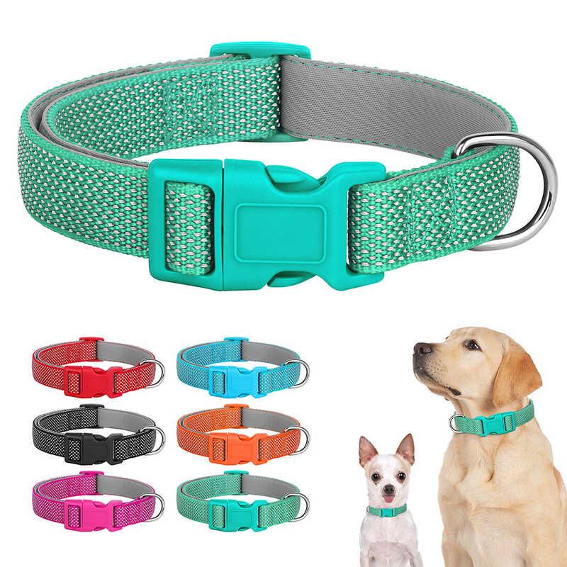 Vòng Cổ cho chó cưng, vật liệu phản quang Nylon, có thể điều chỉnh, bền, thích hợp cho chó Con, Pug, Bull, kích thước Nhỏ, Trung Bình và Lớn 0