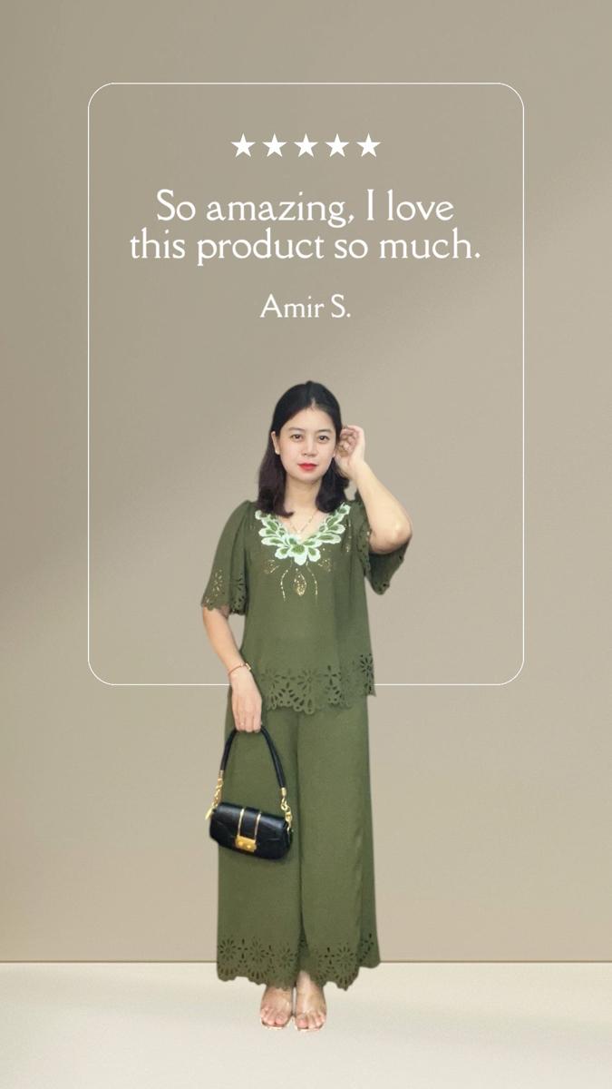 Product Introduction of Đồ bộ trung niên nữ- phong cách đơn giản sang trọng, áo cổ tròn tay ngắn, quần dài 17