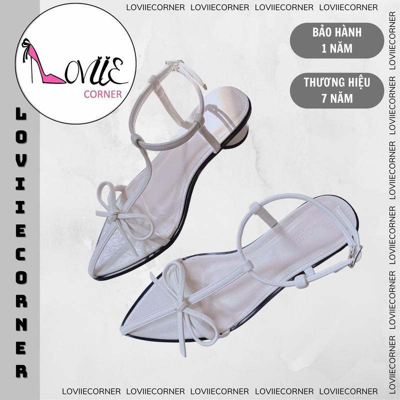LOVIIECORNER GIÀY SANDAL CAO GÓT MŨI NHỌN - SANDAL NỮ TIÊU THƯ QUAI MẢNH CHỮ T ĐÍNH NƠ NHÍ - GIÀY SANDAL NỮ GÓT TRỤ TRÒN 5 PHÂN NHẸ NHÀNG G250313