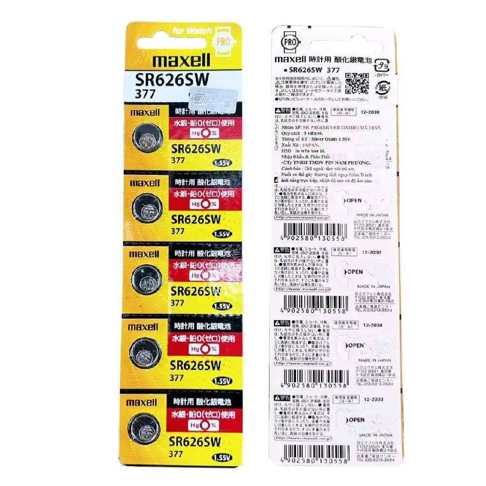 Pin ôxit bạc Hãng: Maxcell SR626SW/377 made in Japan