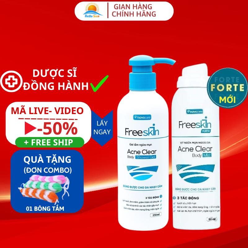Combo Xịt Mụn Lưng Và Sữa Tắm Freeskin 80ml- Shop Hello Sun Cạo Râu Sun Cream