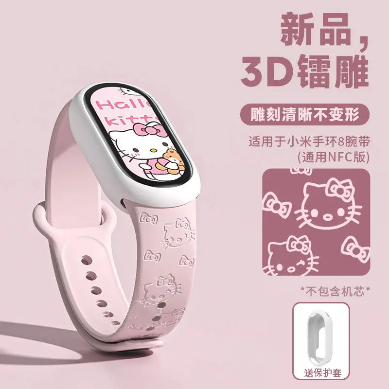 Straps Jam Silikon Hello Kitty Kompatibel dengan Mi Band  Strap Jam Silikon Mi Band Imut untuk Wanita 0