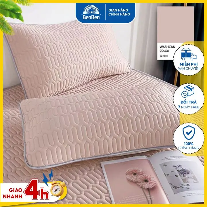Vỏ gối điều hòa cao su non tencel size 50x70cm, chất liệu mịn mát, giúp bạn có giấc ngủ ngon, áo gối cao su benben 5