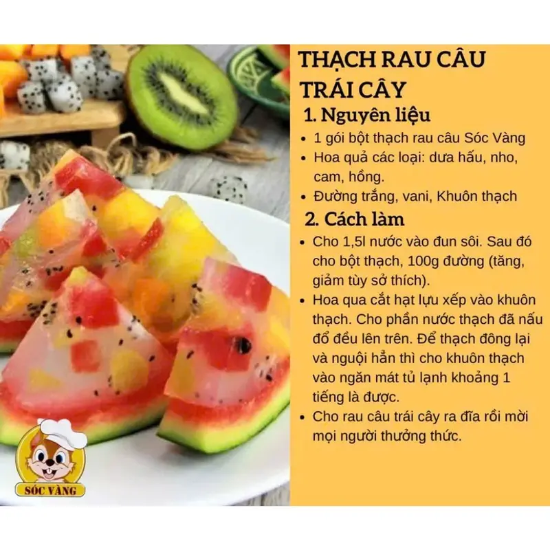 bột rau câu Sóc Vàng dẻo giòn Hộp 10 Gói 2