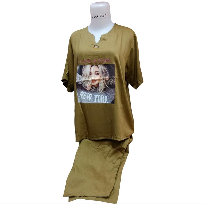 new sherlyn Setelan Rayon Twill Premium Lengan Pendek Celana 7/8 lembut motif wanita  Panjang Sablon Baju 3