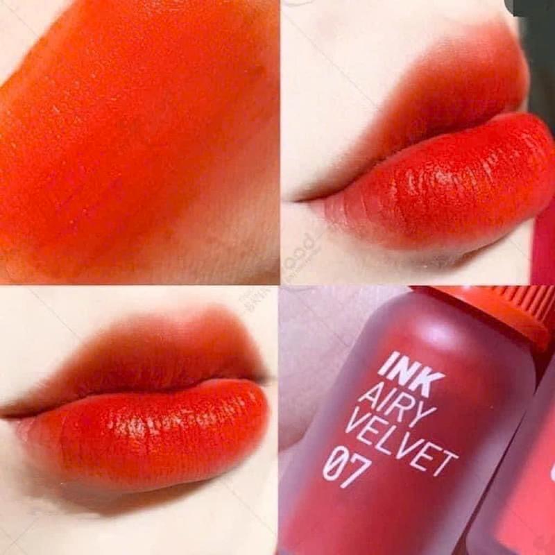 Son Ink Airy 07 Heart Grape Fruit – Đỏ cam, Son Peripera Ink Airy Velvet Tint 07 Heart Grape Fruit