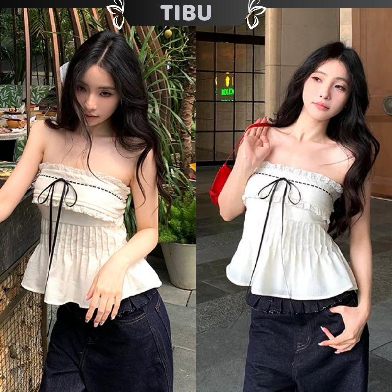 ÁO QUÂY THẮT NƠ VIỀN REN NHÚN BÈO TIBU ÁO KIỂU NỮ TIỂU THƯ DỄ THƯƠNG SANG CHẢNH ĐI CHƠI ĐI BIỂN A423