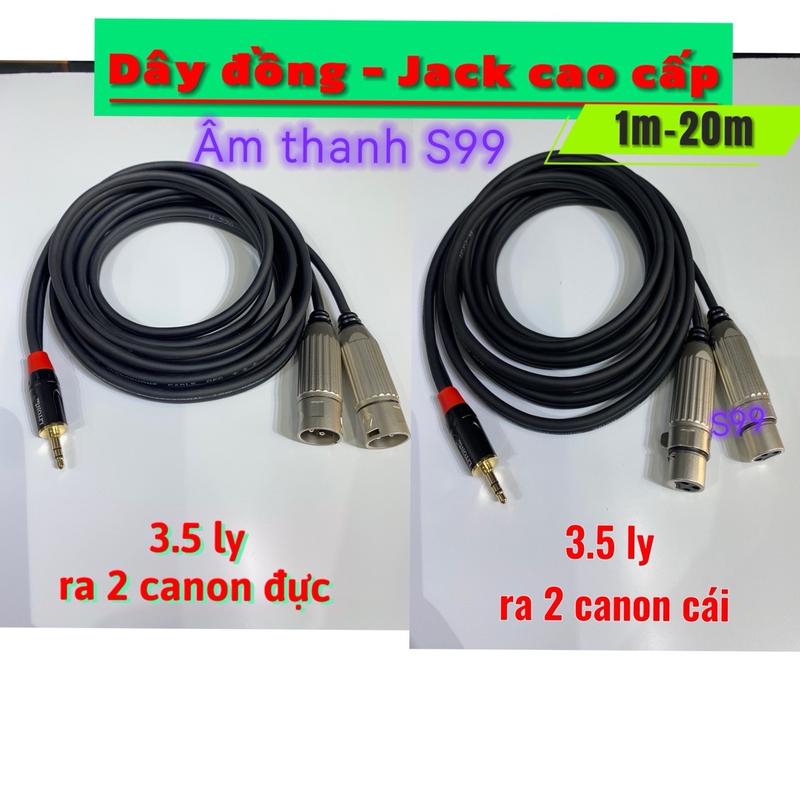 Dây 3ly ra 2 đầu canon cái, dây 3ly ra 2 đầu canon đực. Dây lõi đồng kép 1m- 20m, Jack Kim loại xịn. Tín hiệu âm thanh chuẩn. Dùng cho dàn âm thanh nghe nhạc, karaoke, đẩy, điện thoại, tivi, main, mixer. Phụ kiện