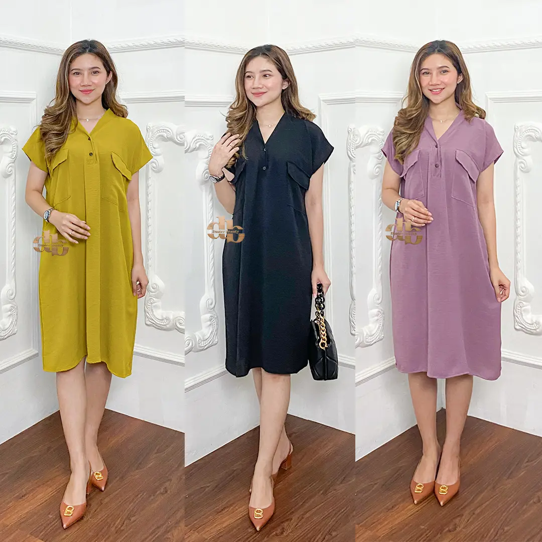 db - Vilmei daster Pendek  terbaru 2025 dress korean style baju wanita kekinian busui jumbo Rayon Tidur Panjang  selutut Bumil busui Kancing