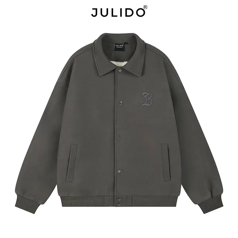 [DEAL MỞ BÁN] (Form Rộng) Áo khoác dạ lót lông Varsity nam nữ JULIDO, chất vải dạ ép dày dặn lót lông cừu cao cấp