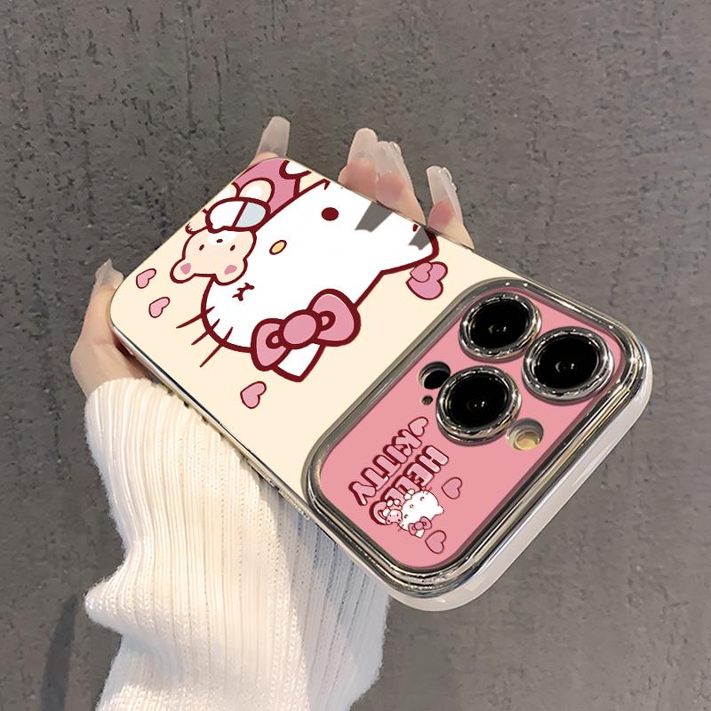 Ốp Điện Thoại Hello Kitty, Mạ Điện, Cửa Sổ Cho iPhone 13, 16, 15, 11, 14, 1215PRO, 13PRO, 12PROMAX, 13PROMAX, 7PLUS / 8PLUS, 14PLUS, X / XS, XSMAX, Chống Mài Mòn Và Chống Trầy Xước
