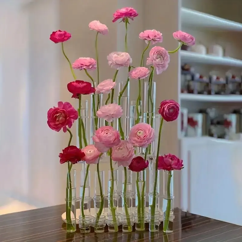 Glass Flower Vase, 8 Counts/set Clear Test Tube Flower Vase, Flower Arrangement Vase, Home Decor Supplies for Living Room Bedroom Dining Room, Ornaments