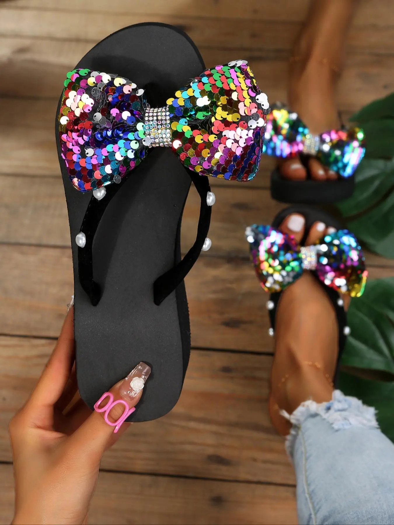 Women's Bowknot Design Slides, Ladies Sandal, Casual Comfortable Non-slip Slippers for Summer, Lightweight Breathable Slippers for Beach Vacation, Walking Shoes