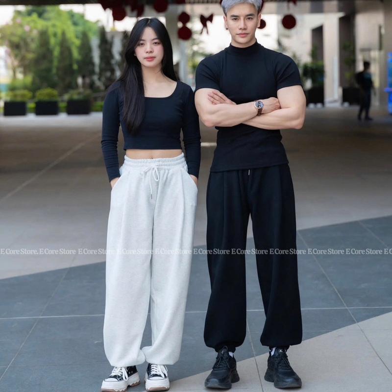 Quần Nỉ Jogger, Quần Bom Nỉ 2 Da Nam Nữ Ống Rộng Bo Gấu Cá Tính Quần Bom Nỉ 2 Da Dày Dặn Dáng Xuông Dễ Phối Unisex  Menswear Ong Baggy Tập Gym Tập Thể Dục Gym Sport Pants