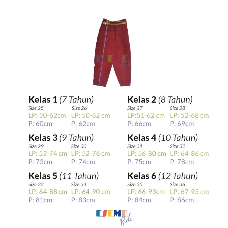 Celana SD Panjang Laki laki Seragam Sekolah SD Warna MERAH PUTIH HITAM COKLAT pinggang karet 5