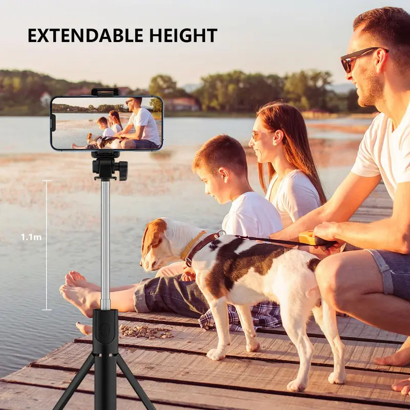 Wireless Remote Control Selfie Stick, 1 Count 360-Degree Rotatable Phone Live Tripod, Phone Selfie Stick for Travel, Outdoor, Party, Wedding 8