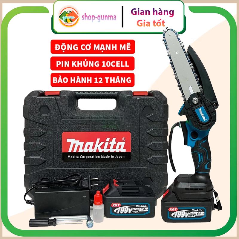 Máy cưa xích pin cầm tay Makita máy cưa gỗ mini dùng pin, cưa xích pin mạnh mẽ bền bỉ