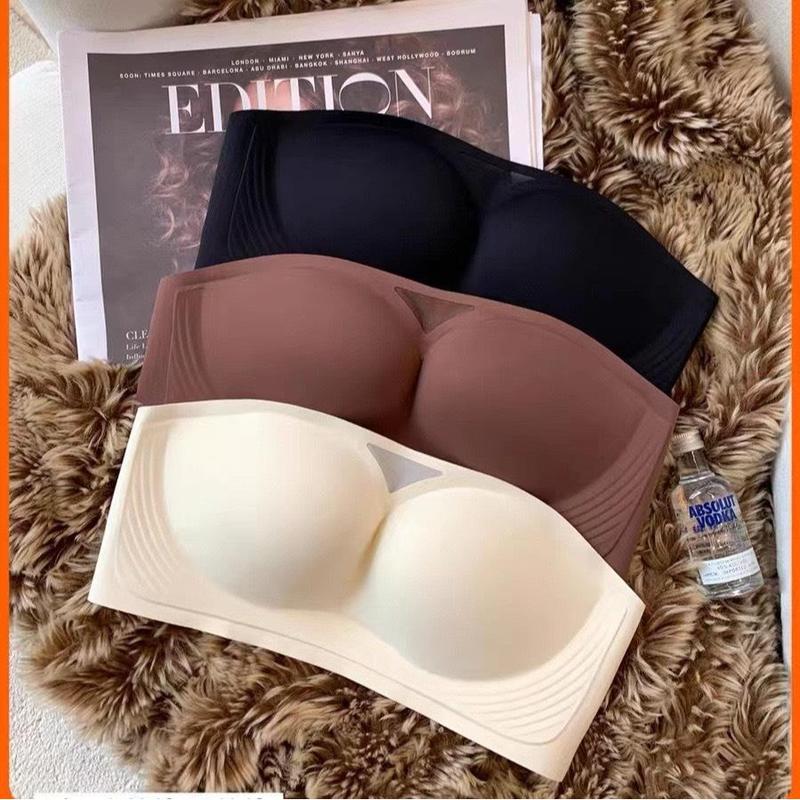Áo Lót Quây Chống Tụt Không Gọng Đệm 1cm Chất Su Đúc Siêu Mềm Mại AC05 Nữ  Bra Women Đen