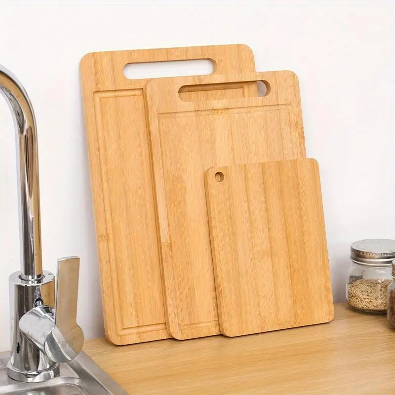 Wooden Cutting Board, 1 Count Chopping Board with Juice Groove, Durable Kitchen Cutting Board for Fruit, Vegetable, Meat, Kitchenware 0