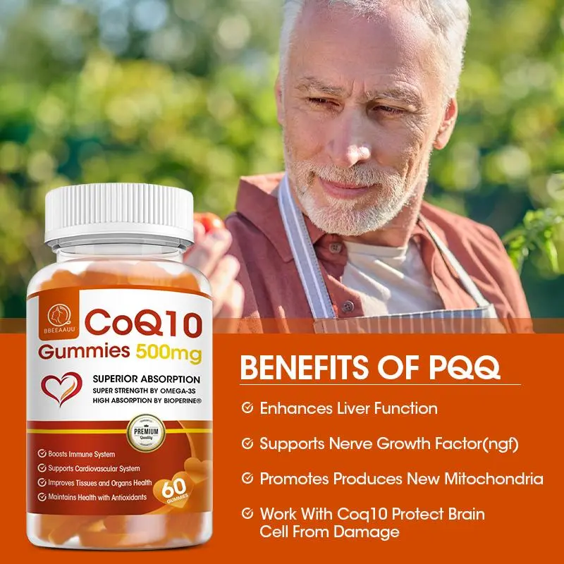 BBEEAAUU COQ10 Gummies, CoQ10 500mg, Delicious Gummy Supplement, Heart Health, Vegetarian, Gluten Free, Ultra High Absorption, 1 Month Use (60 Gummies, 1 Bottle)
