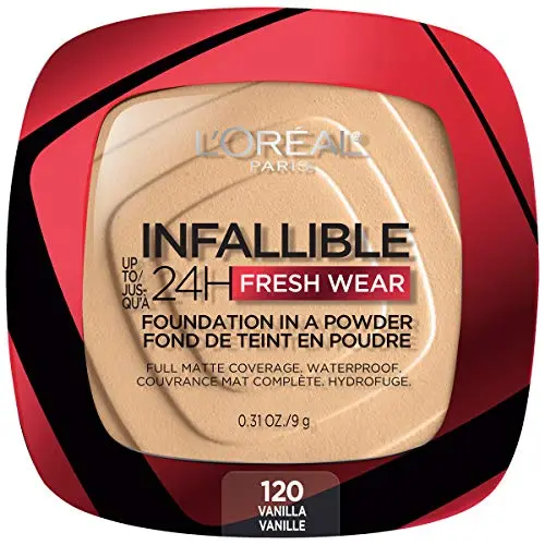L'Oréal Paris Infallible 24h Fresh Wear Powder Foundation High Coverage, Fresh and Matte Finish Makeup - 9gr