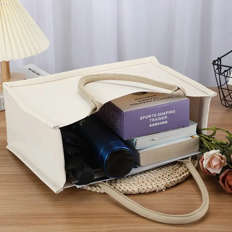 Túi Vải Bố Vẽ Tay, Có Thể Tái Sử Dụng, Màu Be, Có Thể Gập Lại, Bao Tote Trống, Thích Hợp Đi Lại Hàng Ngày, Dung Tích Lớn, Lý Tưởng Để Mua Sắm, Tự Làm 7