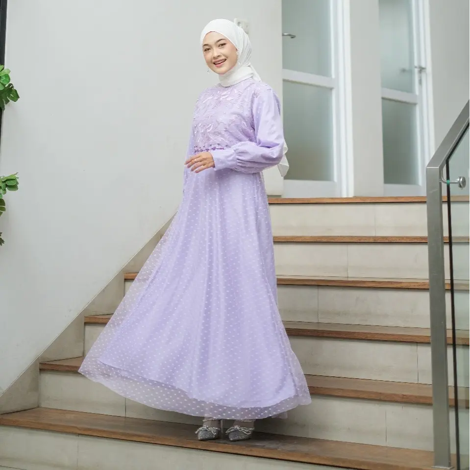 Maxy VALEN ( Real Pict ) 3 Ukuran8 Warna Busana Wanita Muslim Bahan Brukat Tile Mutiara Pesta Bisa COD MS Dress Gamis Dewasa