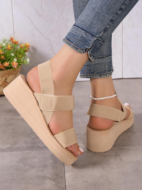 Women's Summer 2024 Minimalist Style Plain Fashion Wedge Platform Sandals, with Adjustable Strap, Casual Walking Outdoor Travel Beach Shoes 5
