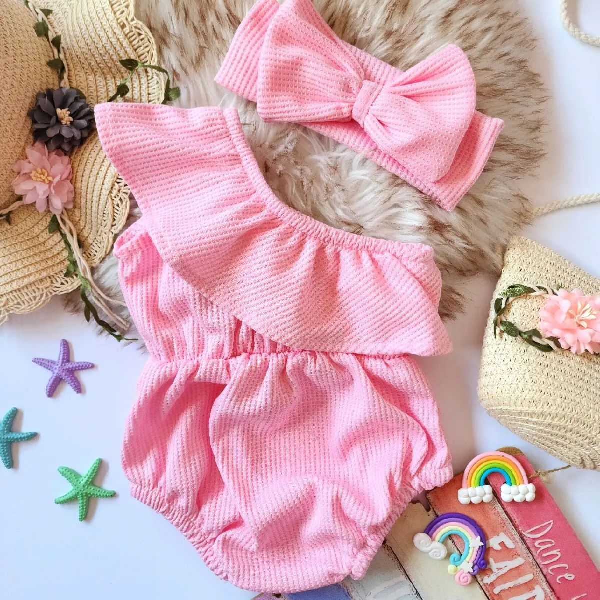 yasmin baby romper fit 0 to 6 months average kid size special fabric waffle knitted special fab