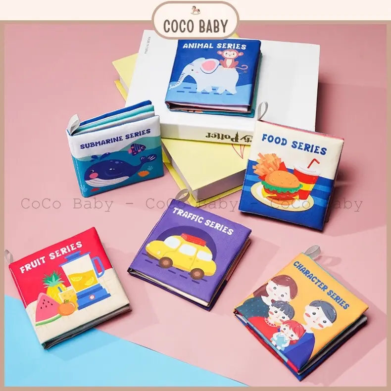 Bộ đồ chơi vải cho bé kích thích thị giác, nhiều chủ đề, nhận biết động vật, xe, hoa quả. Đồ chơi giáo dục sớm bé 3 tháng+ 1
