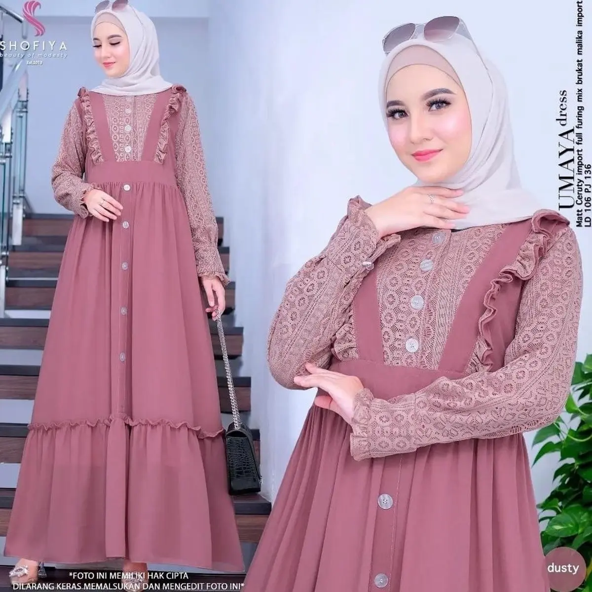 COD Gamis jumbo ld 140 bahan syakila mix brukat muslim wanita dress  remaja  kondangan