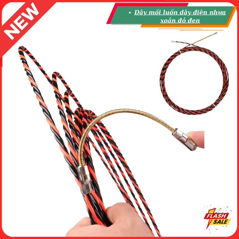 Dây mồi luồn dây điện nhựa xoắn đỏ đen-,độ dài 5M- 10M-15M-,20M-,25M-,30M-50m 3