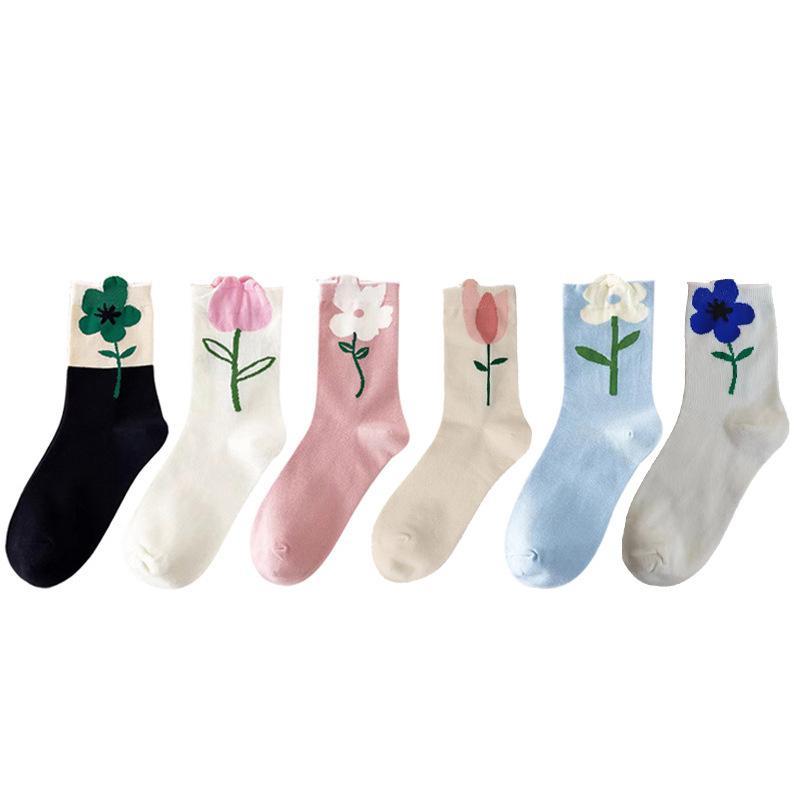 Product Introduction of Japanese Sweet Tulip Lovely Three-Dimensional Flowers Autumn Winter Socks South Korean Instagram Trend Literary Long Socks Woman Spring Womenswear 7