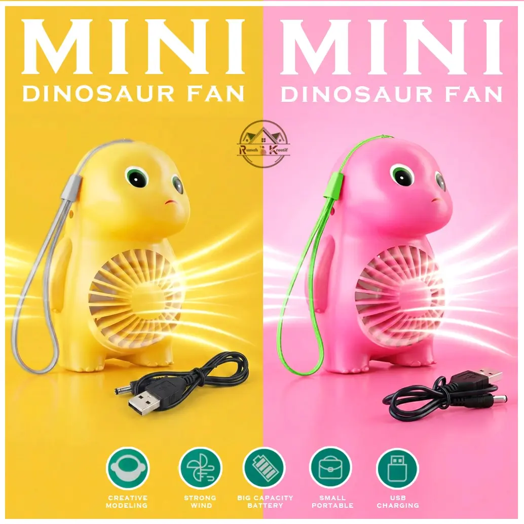 RK Kipas Angin Mini Portable Karakter Dino Naloong AC.KAMD Led