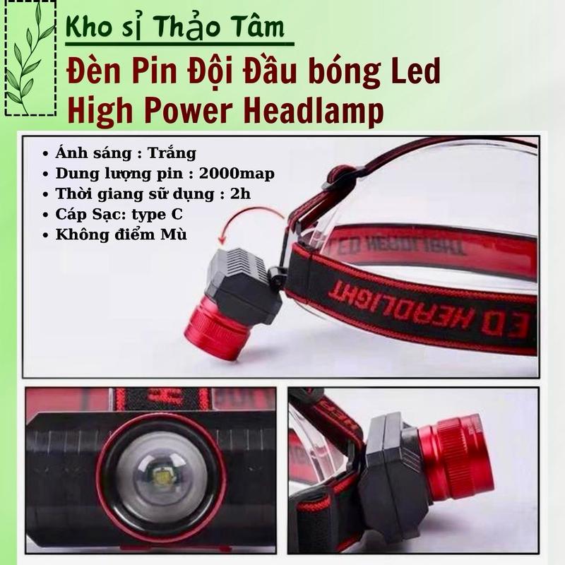 Đèn Pin Đội Đầu Bóng Led High Power Headlamp Ánh Sáng Trắng Công Suất Cao , Thời Gian Sử Dụng 2 Giờ Dễ Đeo Tiện Dụng