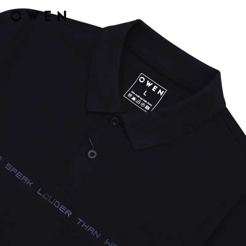OWEN - Áo polo nam ngắn tay Body Fit APV243787 màu Xanh tím than chất liệu CVC Spandex  Hoạ tiết In/thêu Menswear 1