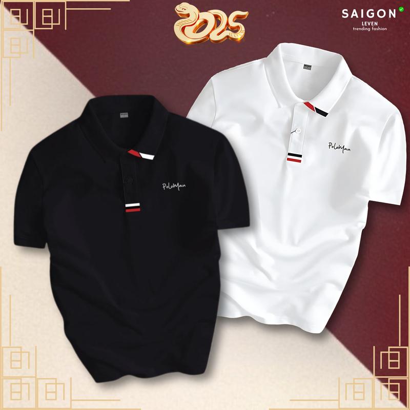 [KÈM QUÀ TẶNG] COMBO 2 Áo Thun Polo Poloman 14 Cổ Bẻ BASIC CVC Vải Cá Sấu Sang Trọng, Lịch lãm, Thoáng Mát LEVEN Menswear Có Cổ Ngắn Tay Cộc Tay Shirt polo Tay Ngắn áo polo Kem