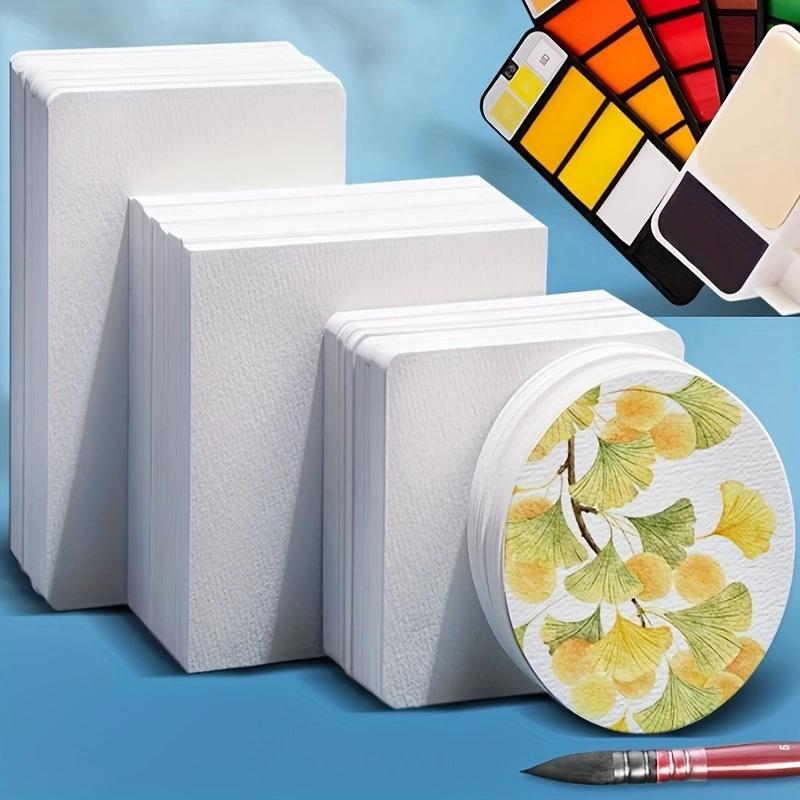 Square/Round/Rectangle Watercolor Paper, 50 Sheets Professional Water Color Paper, DIY Postcard for Painting School Supplies Invitations 8