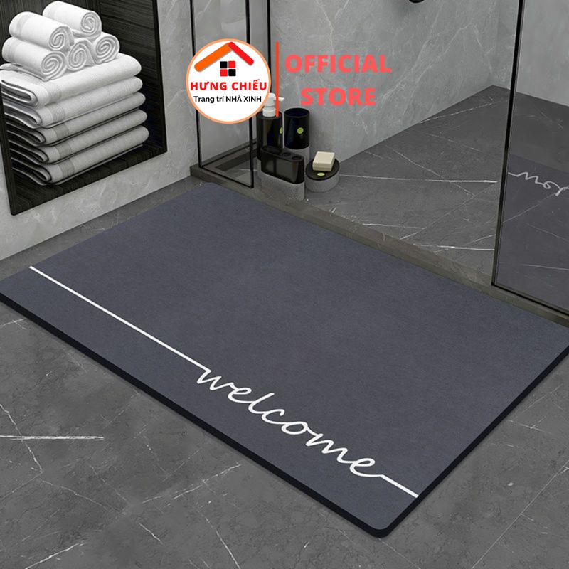 Thảm lau chân phòng tắm Silicon siêu thấm hút nước, đế cao su chống trơn trượt cao cấp - Hưng Chiếu ED04