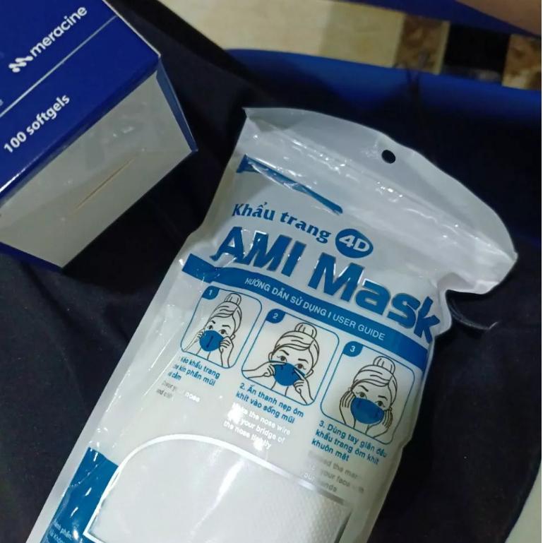 [Quà tặng không bán] Khẩu trang y tế Bio-acimin 4D KF94/ Ami 5D 4 lớp có giấy lọc kháng khuẩn, chống bụi mịn gói 10 chiếc 5