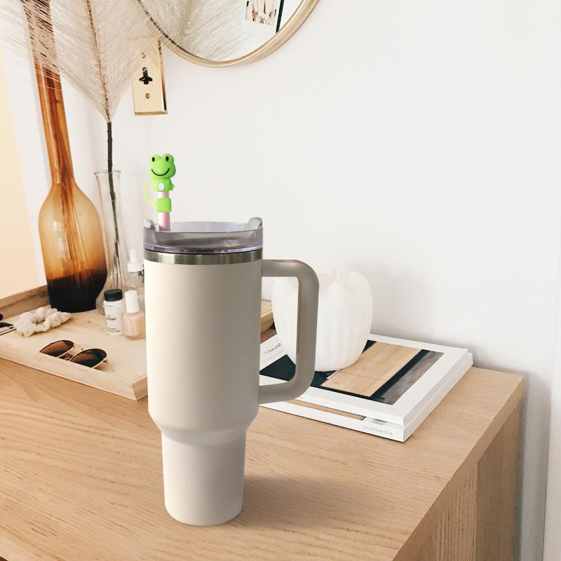 Phụ Kiện Cốc Uống Nước, Topper Ống Hút Hình Động Vật 10Mm, Nắp Ống Hút Silicon Chống Bụi, Đầu Ống Hút Tái Sử Dụng 3D, Thích Hợp Để Uống 5