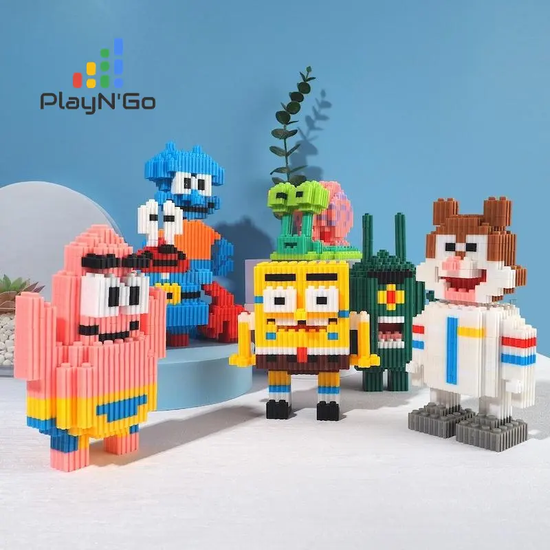 Original Nano Blocks Bricks SPONGEBOB & Friends 3D, Mainan Blok Susun, brick spongebob, Dekorasi Hiasan Karakter Animasi, hadiah Kado Anak 3