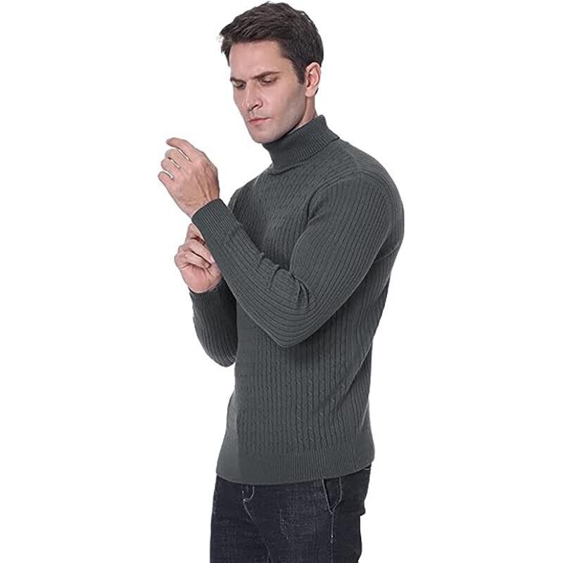 Product Introduction of Men's Turtleneck Sweater Casual Men's Knitted Sweater Warm Fitness Men Pullovers Tops Knitwear Menswear polo  shirts Collar Geometric 21