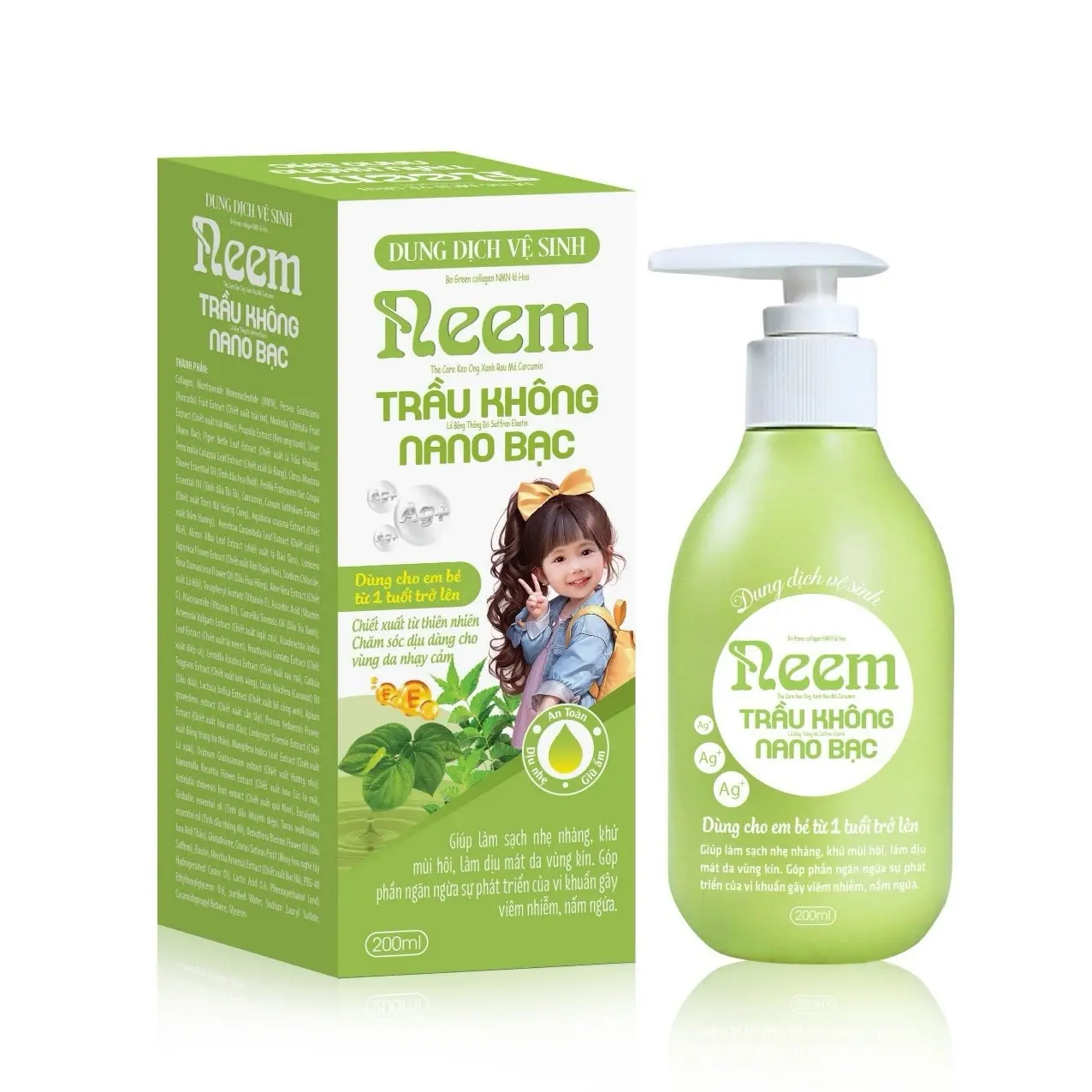 Bơ nano bạc dung dịch vệ sinh bé gái 200ml Cho Bé