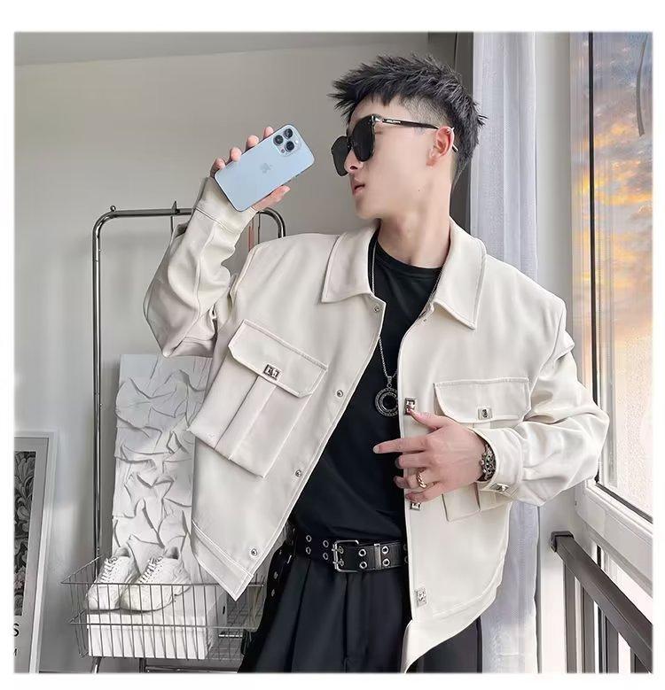 Product Introduction of Áo Khoác Ngắn Có Đệm Vai Cho Nam Và Nữ, Thiết Kế Độc Đáo, Nút Kim Loại, Cao Cấp, Túi Lớn, Mùa Xuân Và Mùa Thu 5