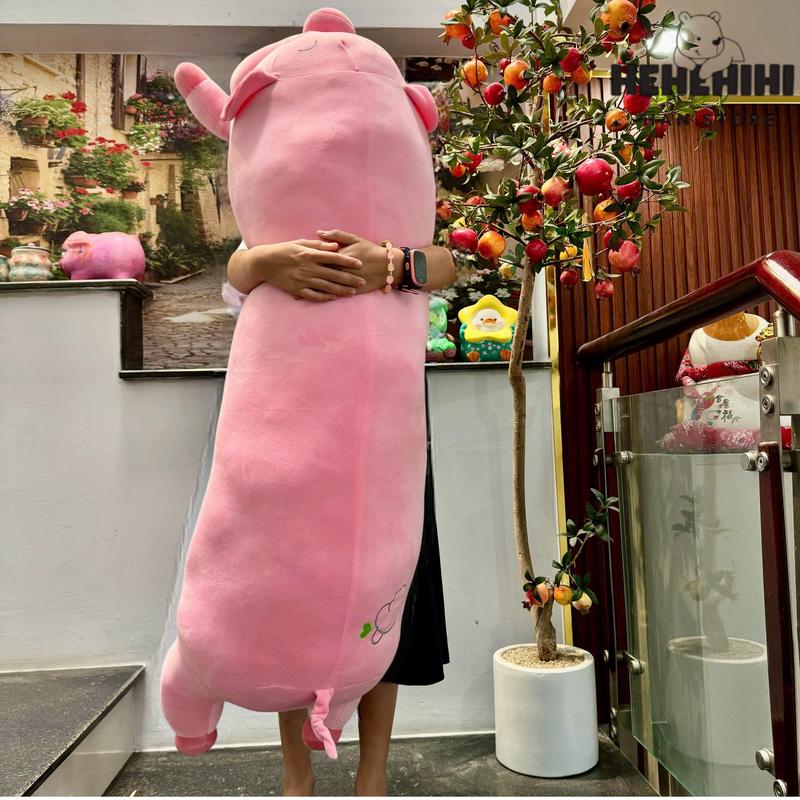 Gấu bông mắt híp size 1m1-1m2 màu hồng ngủ gật lợn cực xinh mền mịn Toy thú nhồi bông đồ chơi phát nhạc Thú Bông heo hip 1m1 - 1m2