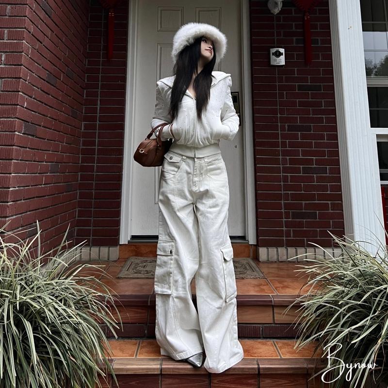 [ Hàng Sẵn ] Quần Kaki Trắng Ống Rộng Túi Hộp Siêu Rộng Unisex - BYNOW BYTH5 Voi Voan