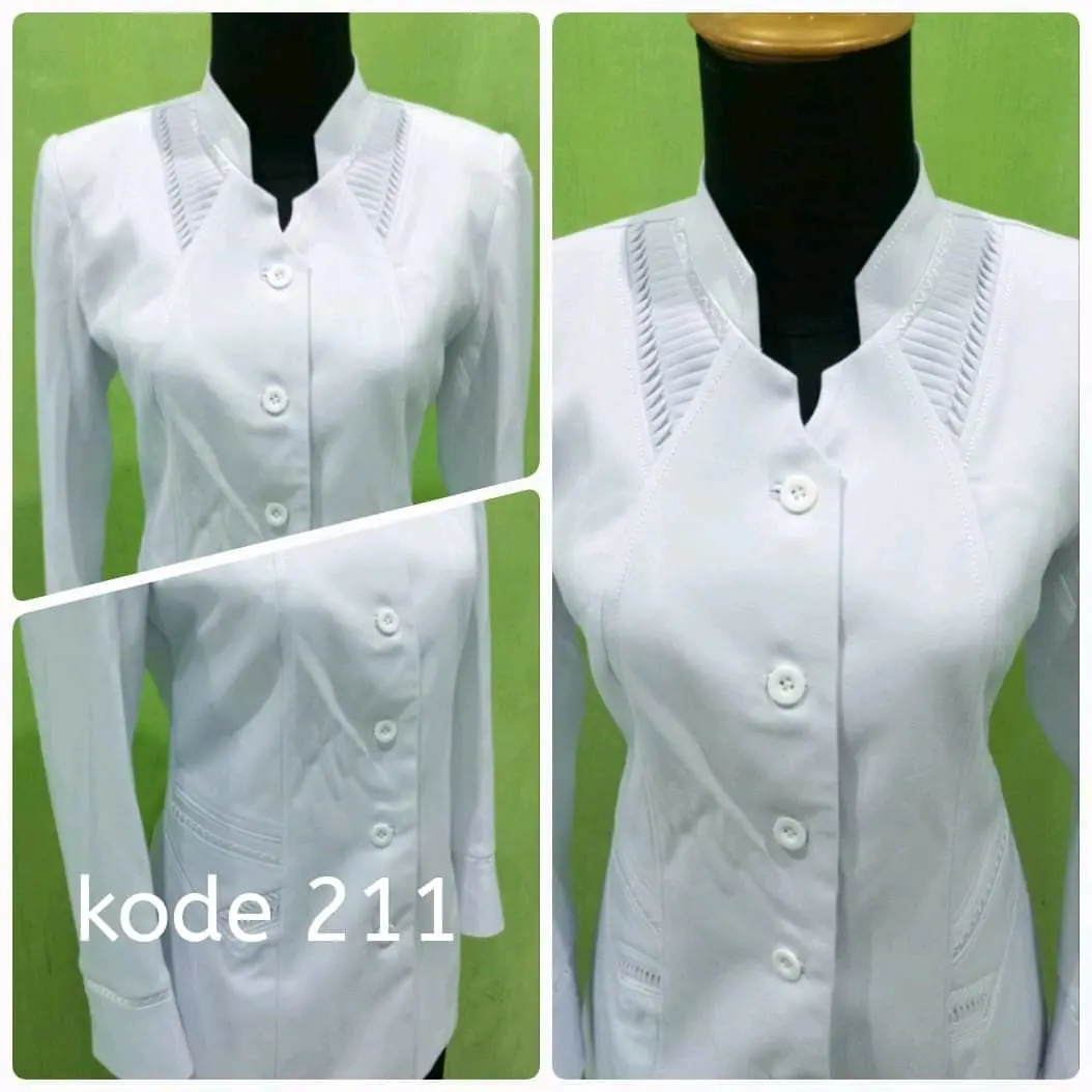 ATASAN SAJA BAJU BLAZER SERAGAM DINAS WASKAT PEMDA PNS GURU PDH WARNA PUTIH POLOS KODE 211