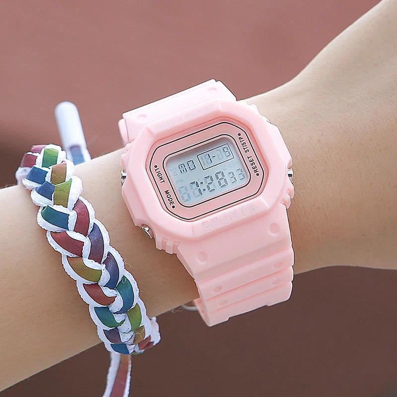 Product Introduction of YIKAZE Boys and Girls Student Electronic Watch Macaron Color Men's and Women's Sport Alarm Clock Waterproof Square Watches Gift 21